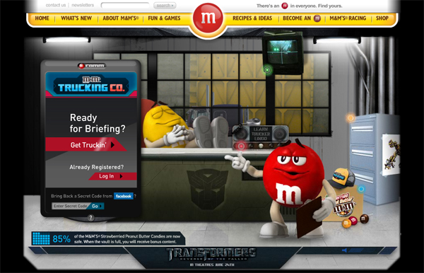 m and m microsite