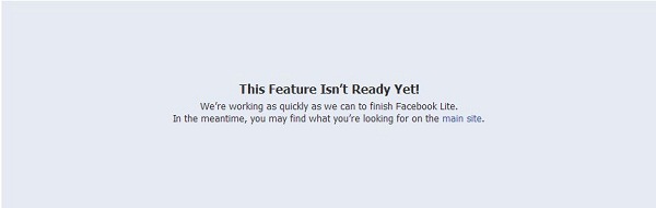 Facebook Lite Feature isn't ready yet