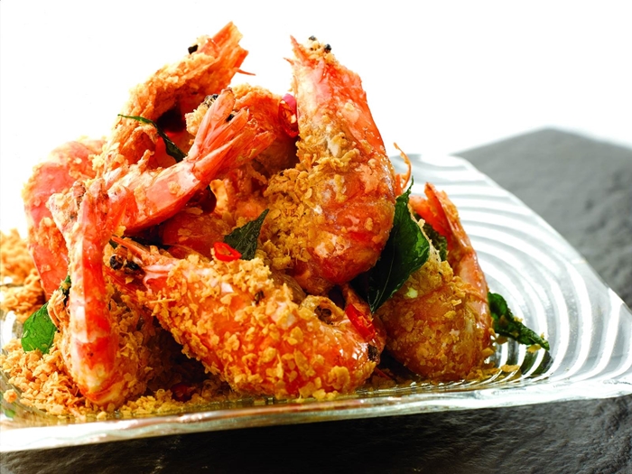 5 - Fried Live Prawns with Cereal