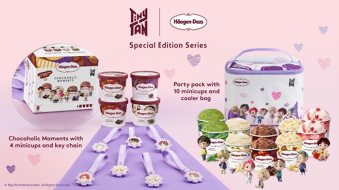 Together is Better with TinyTAN แชร์ความสุขไปให้สุดกับ Häagen-Dazs แบบมัลติแพคและไอศกรีมไบท์สินค้าใหม่ล่าสุดในช่วงเทศกาลนี้! จดจำความสุขของช่วงเวลาที่อยู่ด้วย พร้อมกับสะสมสินค้าคอลเลคชั่นพิเศษจาก BTS กับ TinyTAN