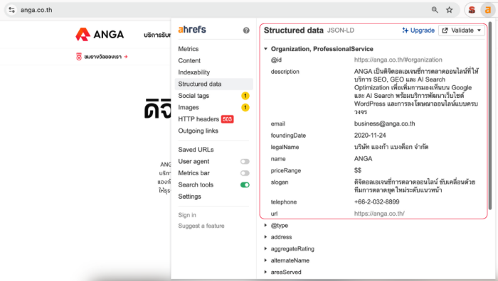 การทำ Schema Markup ของ ANGA