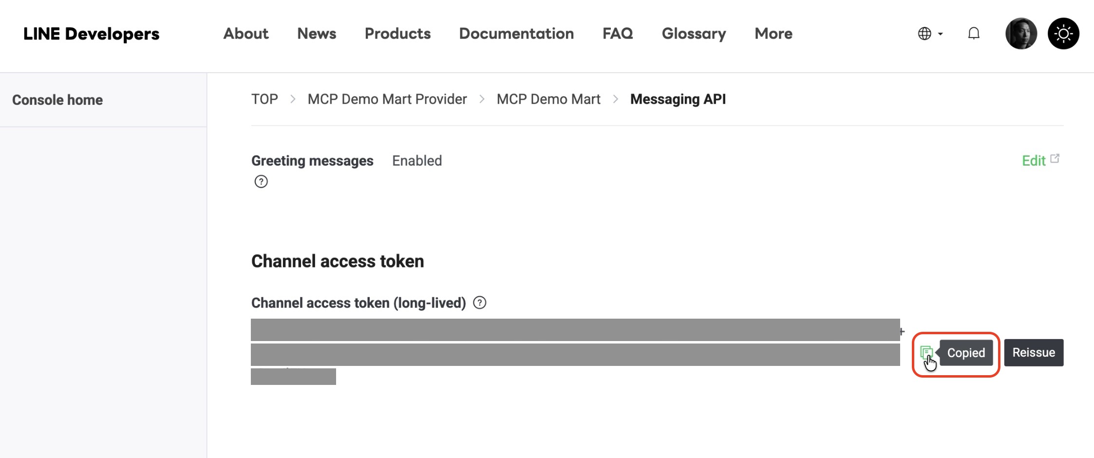 Copy Chanel Access Token
